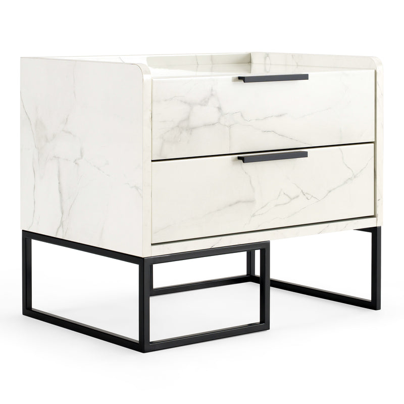 Marbella - Italian Modern White Faux Marble 4-Piece Bedroom Set — view 5