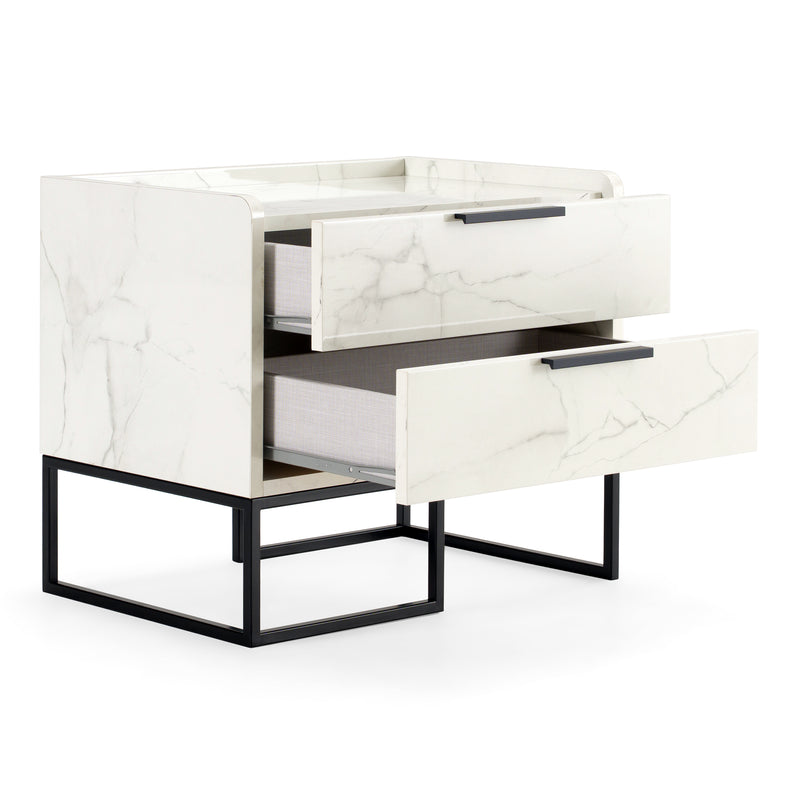 Marbella - Italian Modern White Marble Nightstand — view 5