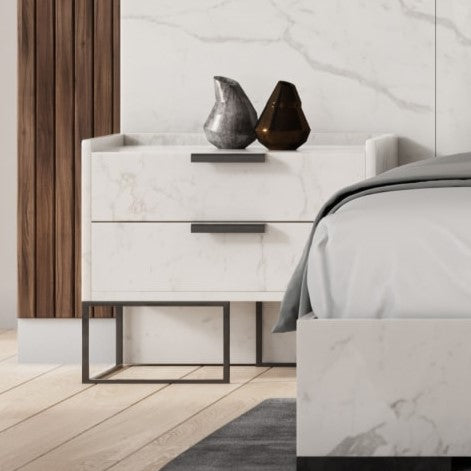 Marbella - Italian Modern White Faux Marble 4-Piece Bedroom Set — view 3