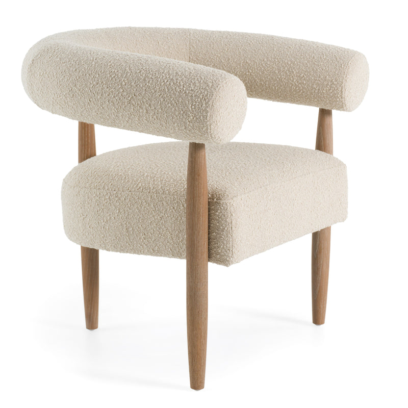 Marchland - Modern Beige Fabric + Oak Accent Chair