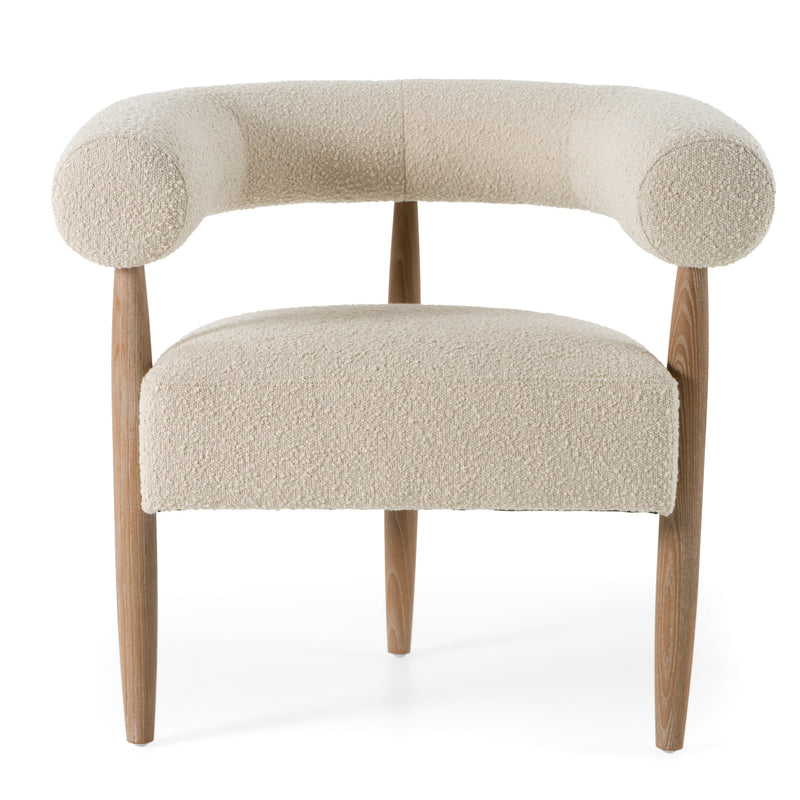 Marchland - Modern Beige Fabric + Oak Accent Chair — view 2