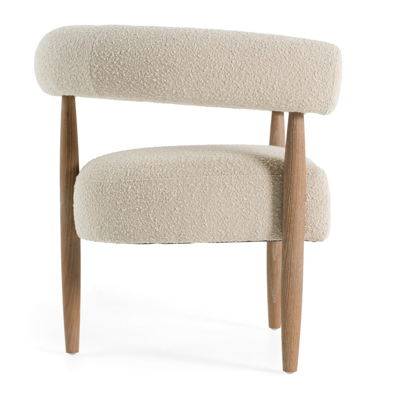 Marchland - Modern Beige Fabric + Oak Accent Chair — view 3