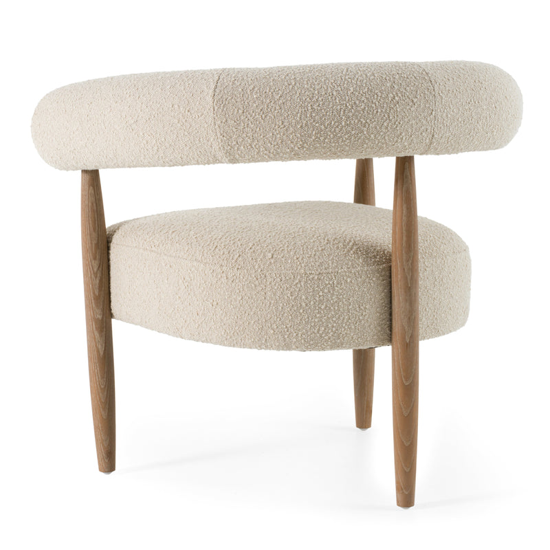 Marchland - Modern Beige Fabric + Oak Accent Chair — view 5