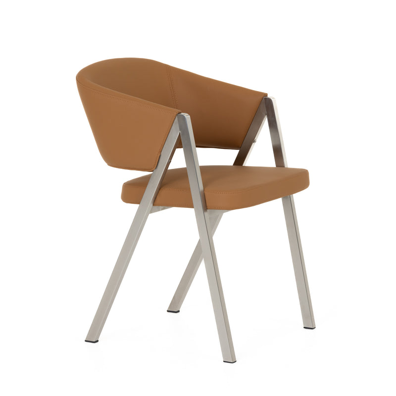 Marcus - Modern Camel Vegan Leather Dining Chair (Set of 2) — view 3