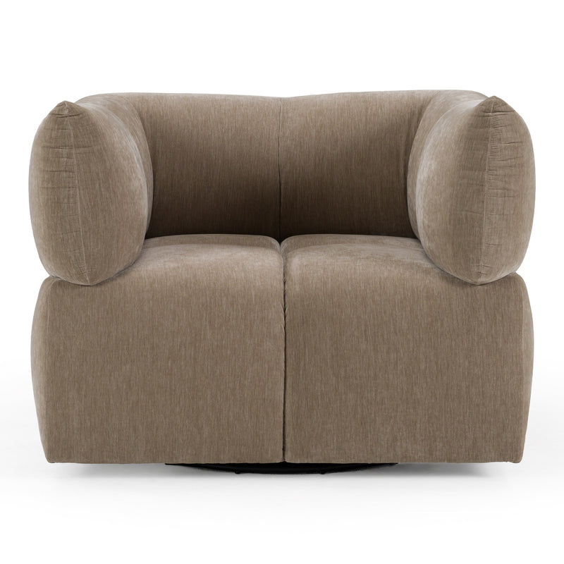 Marisol - Modern Taupe Fabric Swivel Accent Chair — view 2