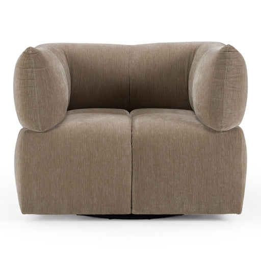 Marisol - Modern Taupe Fabric Swivel Accent Chair — view 2