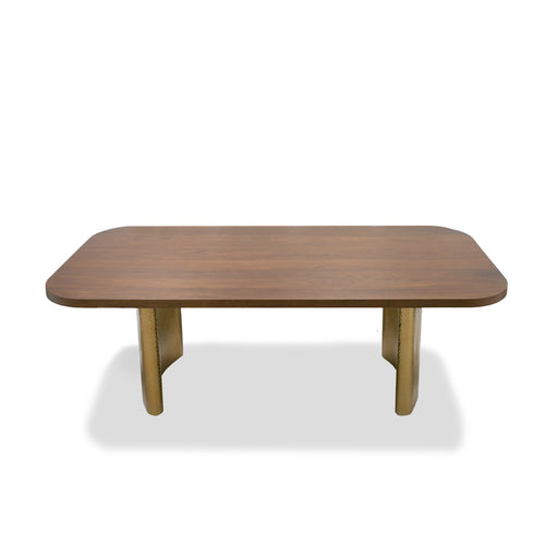 Marjorie - Modern Walnut + Brushed Gold Rectangular Dining Table — view 2