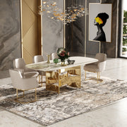 Marmot - White Marble and Champagne Gold Dining Table — view 4