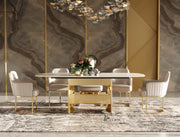 Marmot - White Marble and Champagne Gold Dining Table — view 5