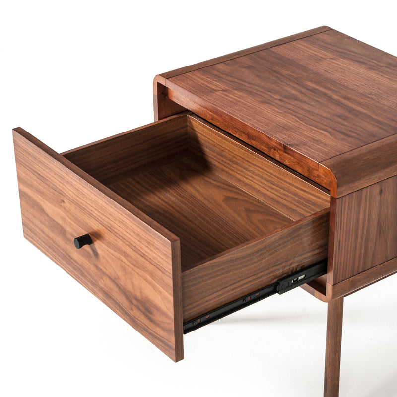 Carmen + Marshall Mid-Century Modern Walnut Bed + Nightstands Set — view 4