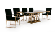 Marston Modern Black Glass & Rosegold Dining Table — view 3