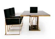 Marston Modern Black Glass & Rosegold Dining Table — view 4