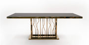 Marston Modern Black Glass & Rosegold Dining Table — view 5