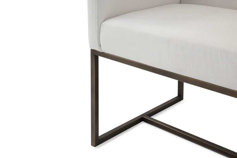 Marty - Modern Off-White & Copper Antique Brass Dining Chair — view 2