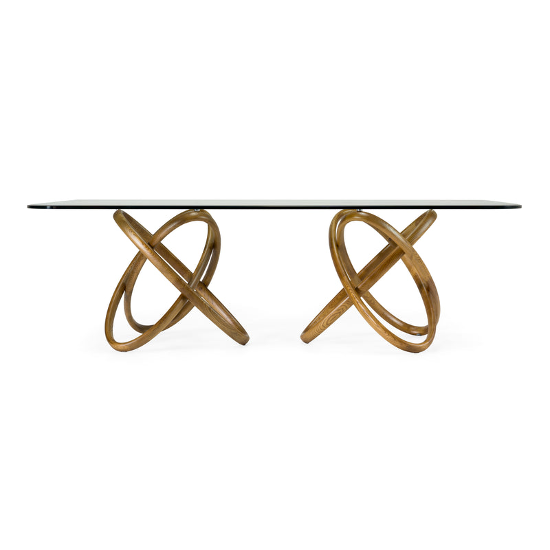 Mason Modern Glass & Walnut Dining Table — view 5