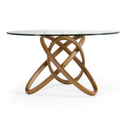 Mason Modern Round Glass & Walnut Dining Table — view 3