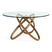 Mason Modern Round Glass & Walnut Dining Table — view 4