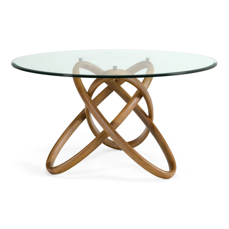 Mason Modern Round Glass & Walnut Dining Table — view 4