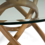 Mason Modern Round Glass & Walnut Dining Table — view 5