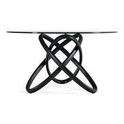 Mason Modern Round Glass & Black Ash Dining Table