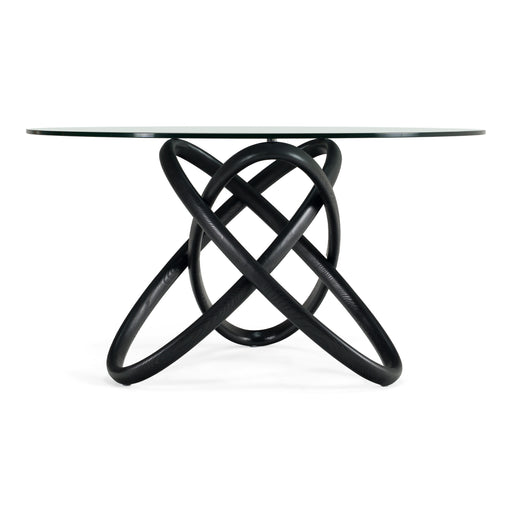 Mason Modern Round Glass & Black Ash Dining Table