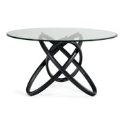 Mason Modern Round Glass & Black Ash Dining Table — view 2