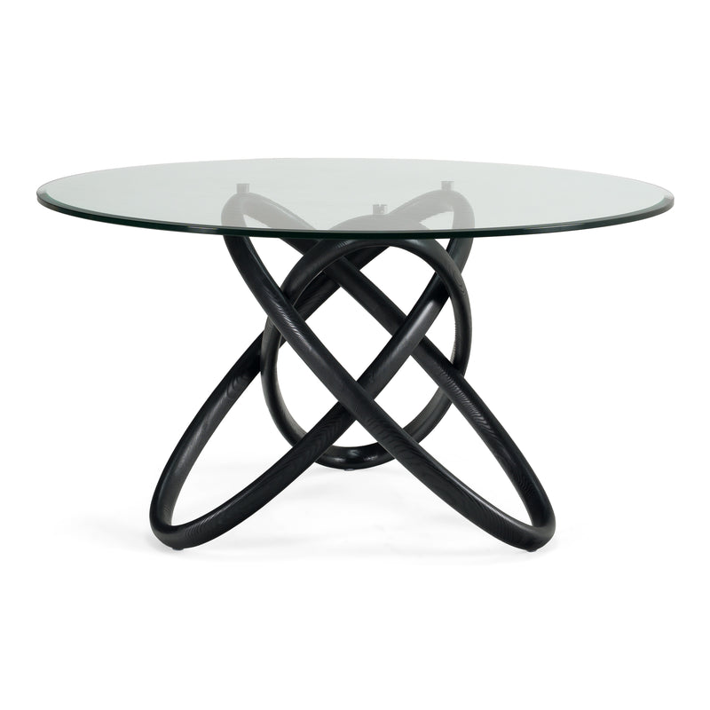 Mason Modern Round Glass & Black Ash Dining Table — view 2