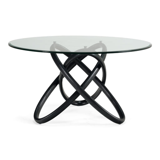 Mason Modern Round Glass & Black Ash Dining Table — view 2