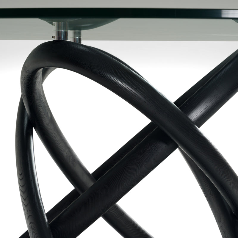 Mason Modern Round Glass & Black Ash Dining Table — view 3