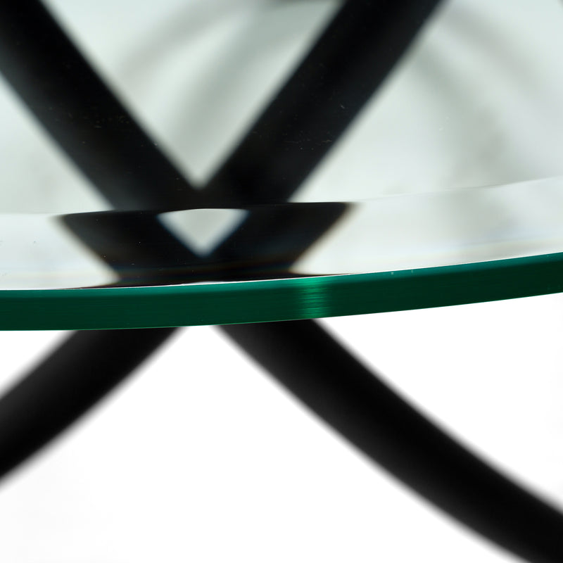 Mason Modern Round Glass & Black Ash Dining Table — view 4
