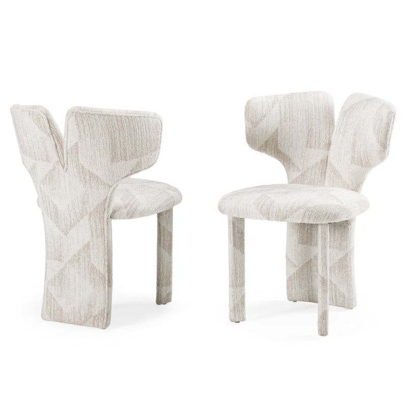 Masuda - Modern Beige Pattern Fabric Dining Chair (Set of 2) — view 3