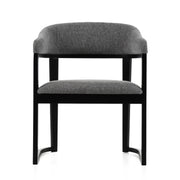 Maury - Modern Grey Fabric + Black Dining Chair