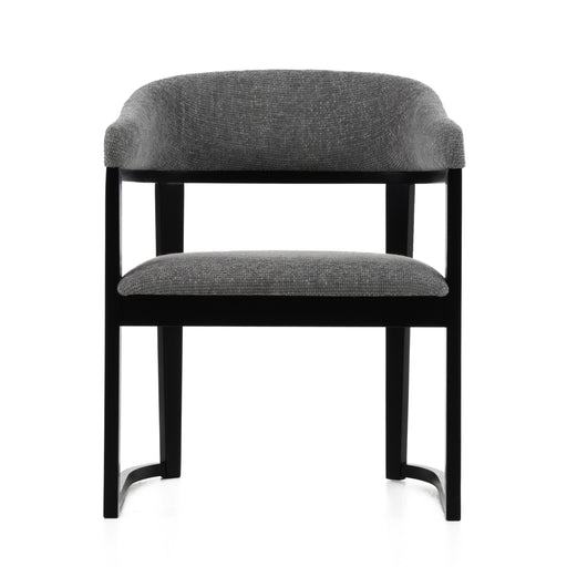 Maury - Modern Grey Fabric + Black Dining Chair