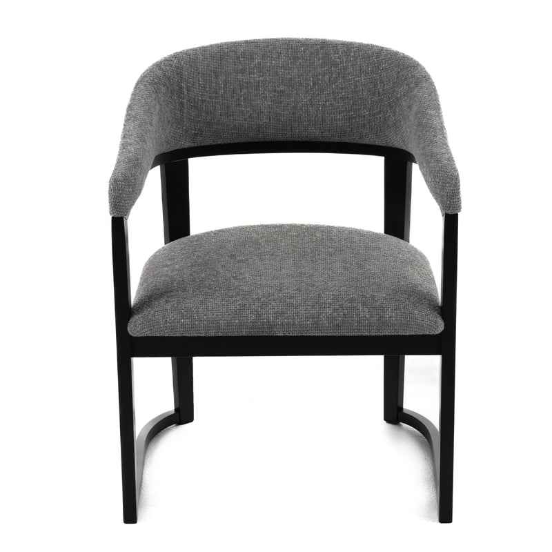 Maury - Modern Grey Fabric + Black Dining Chair — view 2
