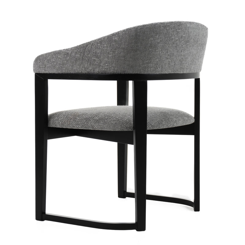 Maury - Modern Grey Fabric + Black Dining Chair — view 3