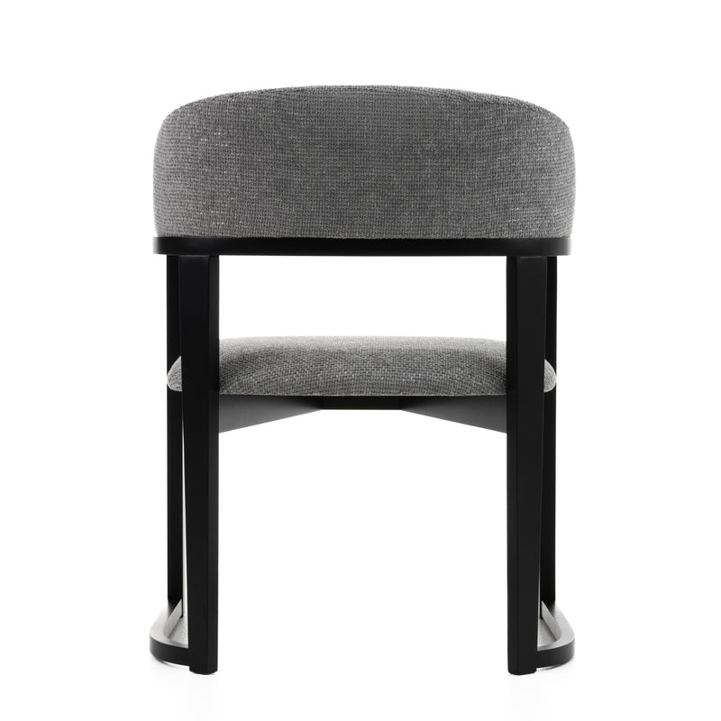 Maury - Modern Grey Fabric + Black Dining Chair — view 4