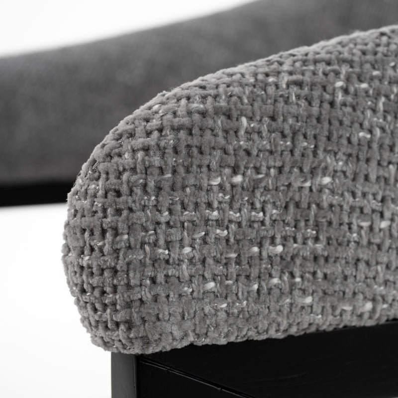 Maury - Modern Grey Fabric + Black Dining Chair — view 5