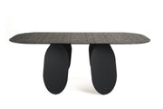Maxine - Modern Hammered Grey Glass Rectangular Dining Table — view 3