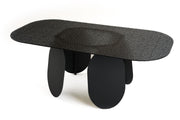 Maxine - Modern Hammered Grey Glass Rectangular Dining Table — view 4