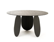 Maxine - Modern Hammered Grey Glass Round Dining Table — view 2