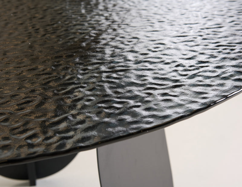Maxine - Modern Hammered Grey Glass Round Dining Table — view 3
