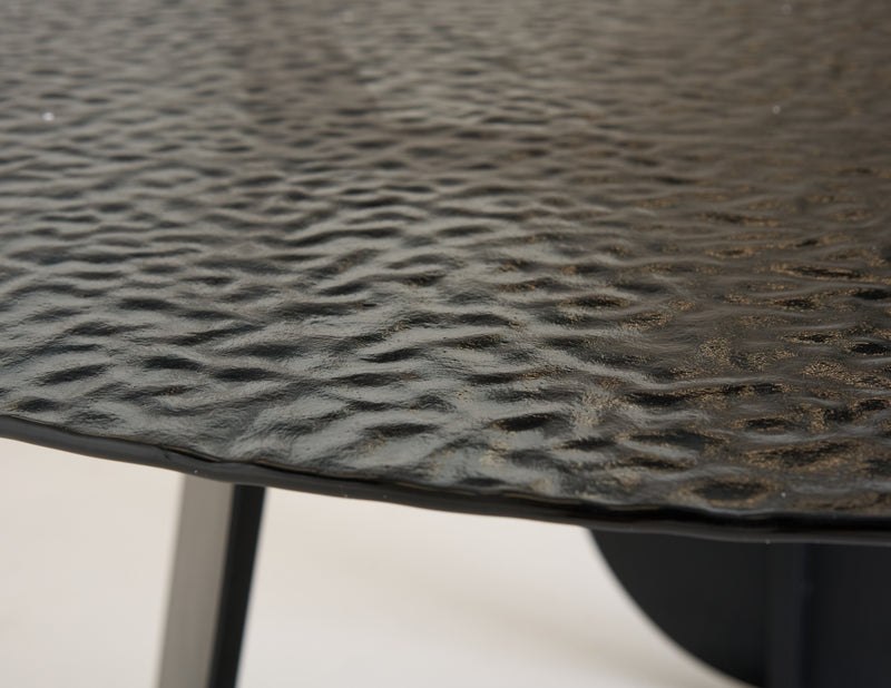 Maxine - Modern Hammered Grey Glass Round Dining Table — view 4