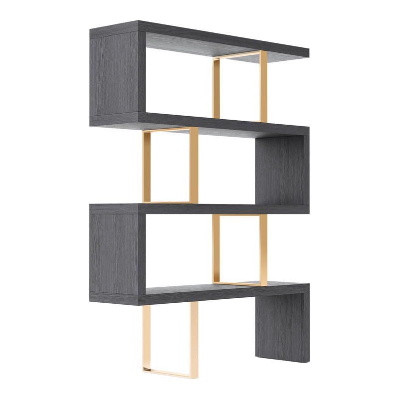 Maze - Elm Grey & Gold Bookcase — view 5