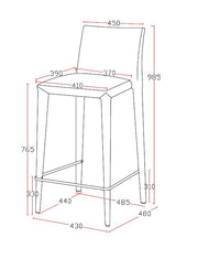Medford Mid-Century Grey Fabric Bar Stool — view 3