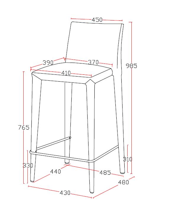 Medford Mid-Century Grey Fabric Bar Stool — view 3