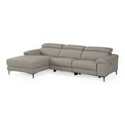 Meidas - Modern Light Grey Leather Sectional Sofa + 2 Recliners - Left Facing Chaise — view 3