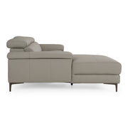 Meidas - Modern Light Grey Leather Sectional Sofa + 2 Recliners - Left Facing Chaise — view 5