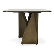 Melanie - Modern White Ceramic & Brushed Brown Dining Table — view 5