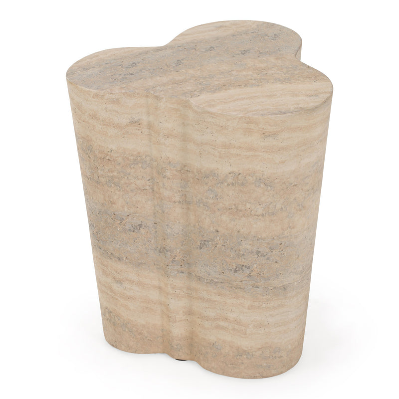 Meru - Modern Faux Travertine Concrete End Table