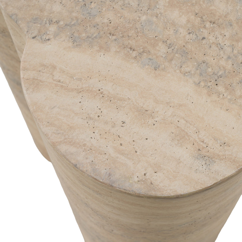 Meru - Modern Faux Travertine Concrete End Table — view 3